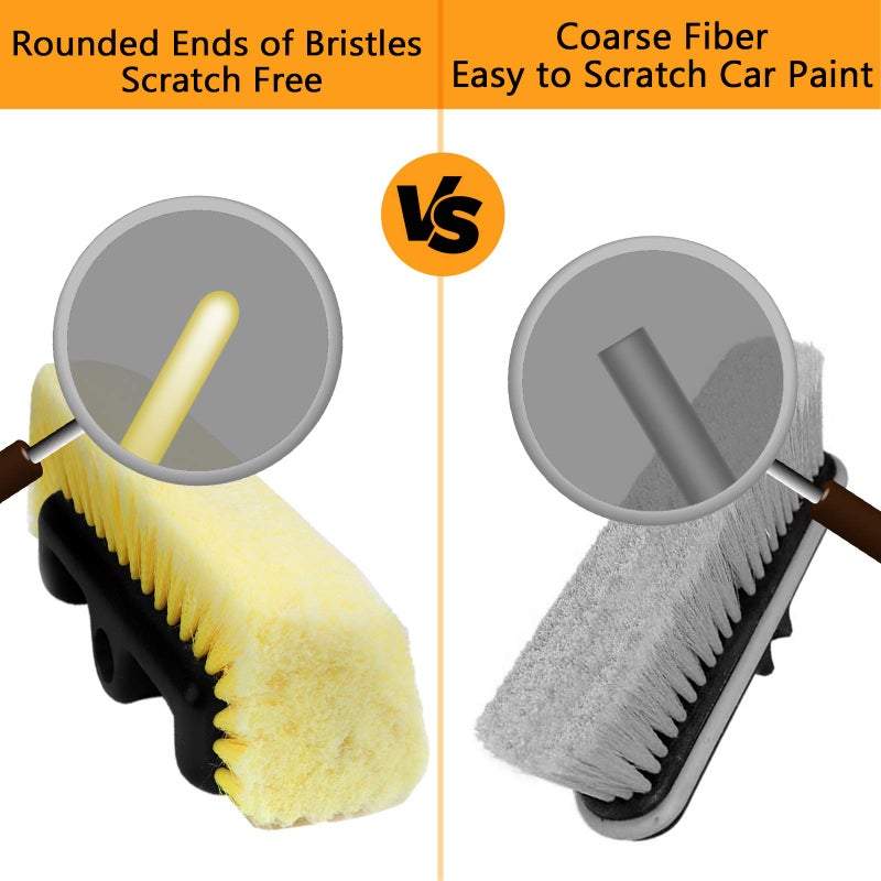 MOFEEZ 10"" Car Wash Brush with Soft Detailing Bristle  Flow-Thru Dip Brush for Car Boat RV Camper Truck Washing - Image 2